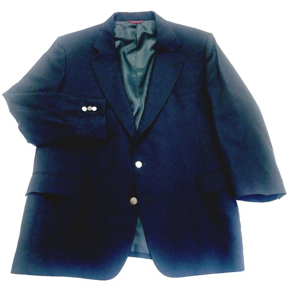 Vintage Jos A Bank Wool Blazer RARE USA Blue Gold Button 48 Mens Nautical - Picture 2 of 12